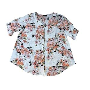 I.N. Studio Womens Multicolor Floral Ruffle Sleeve Blouse Top Size PL